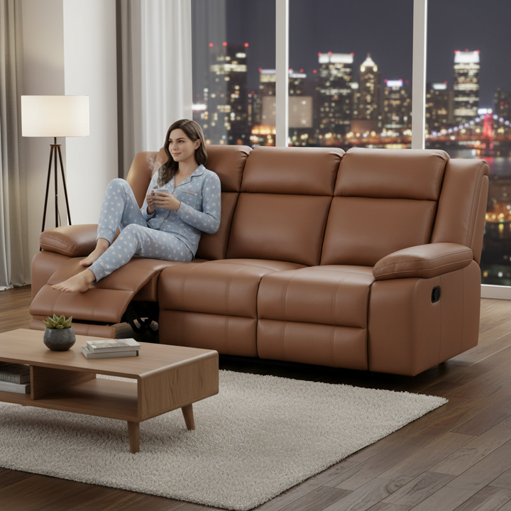 Rozelle 3 Seater Recliner Sofa - Tan