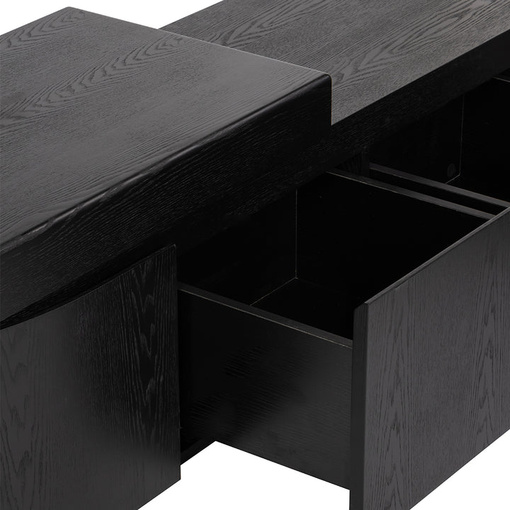 Ruvo Extendable TV Entertainment Unit - Black Oak