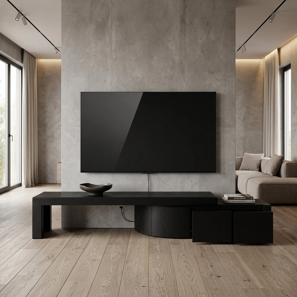 Ruvo Extendable TV Entertainment Unit - Black Oak