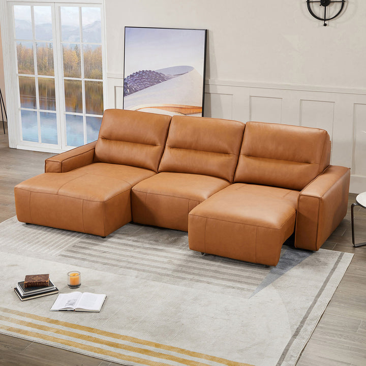 Lorelai Premium Cowhide Leather Sofa with Chaise