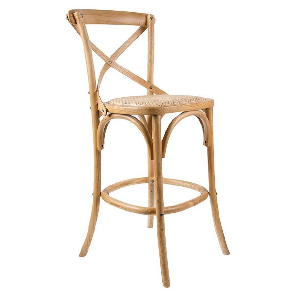 66cm Bella Cross Back Barstool - Oak