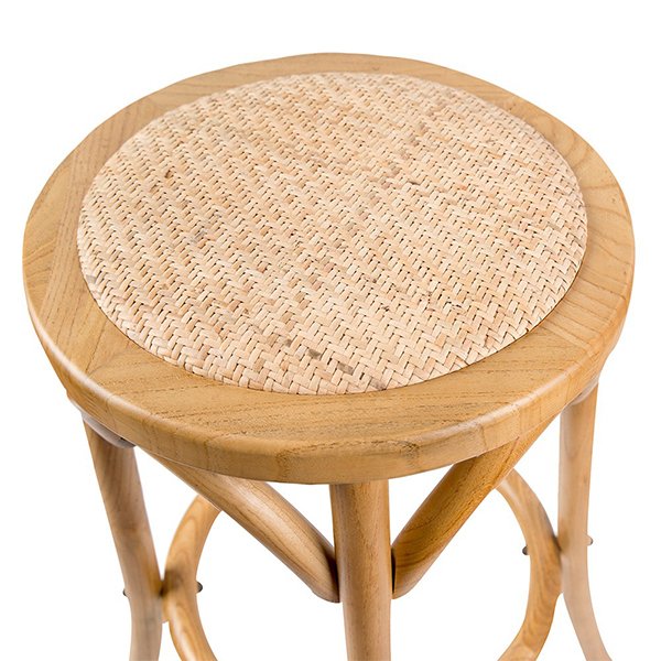 65cm Luca Wood & Rattan Barstool - Natural