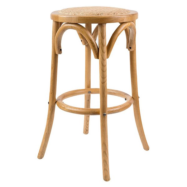 65cm Luca Wood & Rattan Barstool - Natural