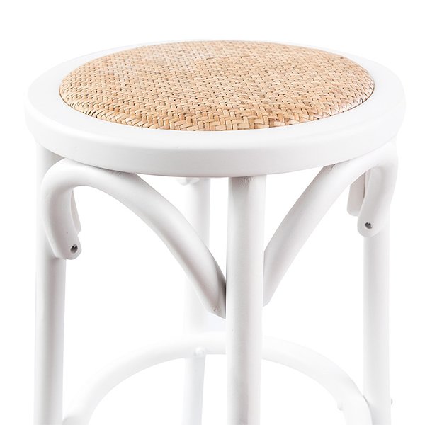 65cm Luca Wood & Rattan Barstool – White