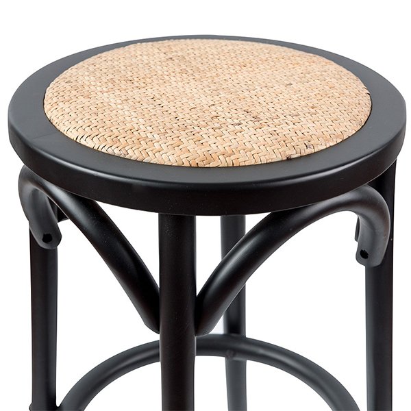 65cm Luca Wood & Rattan Barstool – Black