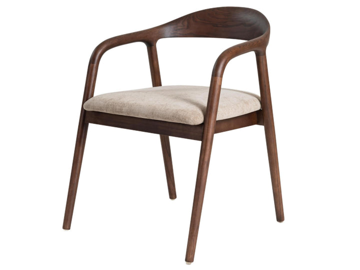 Sally Set of 2 Dining Chair - Beige + Walnut