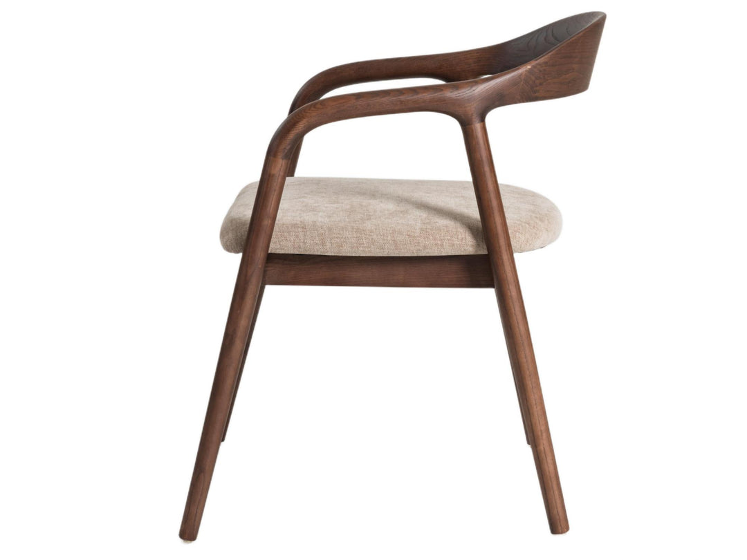 Sally Set of 2 Dining Chair - Beige + Walnut