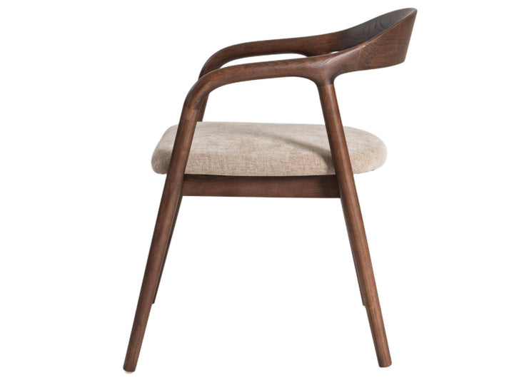 Sally Set of 2 Dining Chair - Beige + Walnut