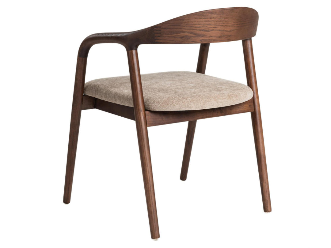 Sally Set of 2 Dining Chair - Beige + Walnut