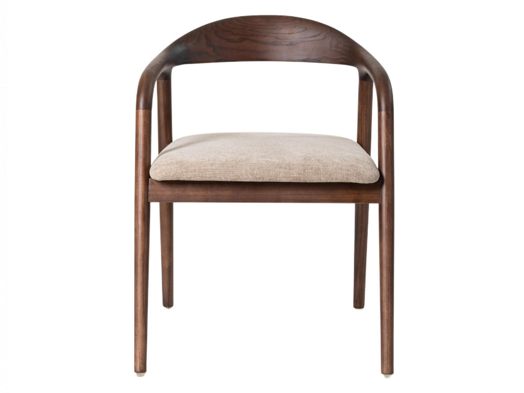 Sally Set of 2 Dining Chair - Beige + Walnut