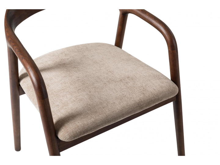Sally Set of 2 Dining Chair - Beige + Walnut