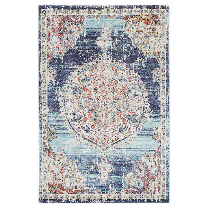 Salsa Hollow Medalion Transitional Navy & Multi Rug