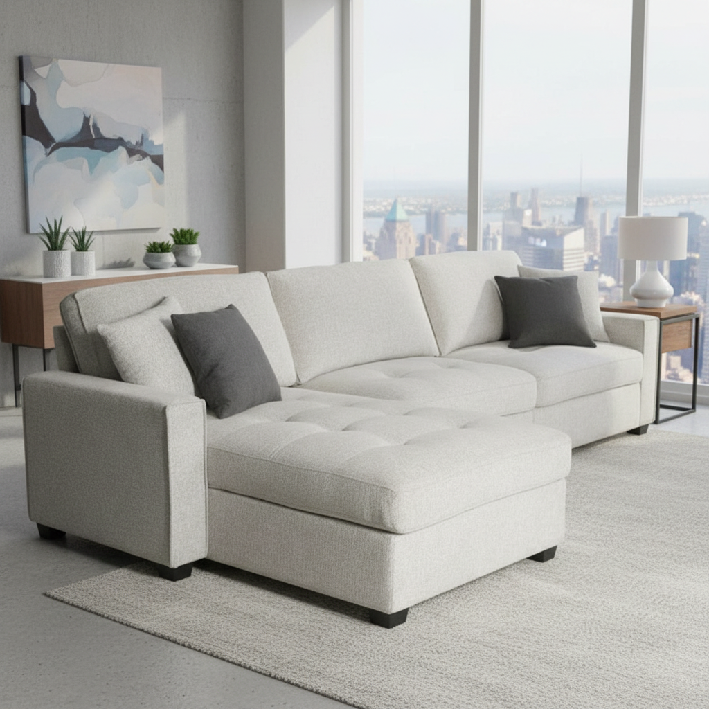 Sami 3 Seater Upholstered Sofa with Left Chaise