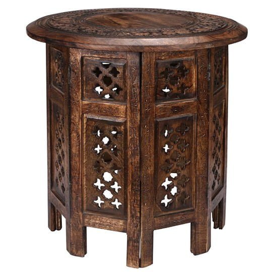 Burnt Izzy Hand-Carved Mango Wood Side Table