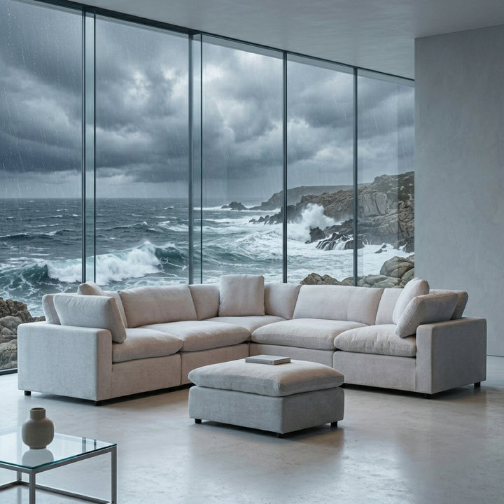 Sanctuary 6 Piece Modular Linen Sofa with Ottoman