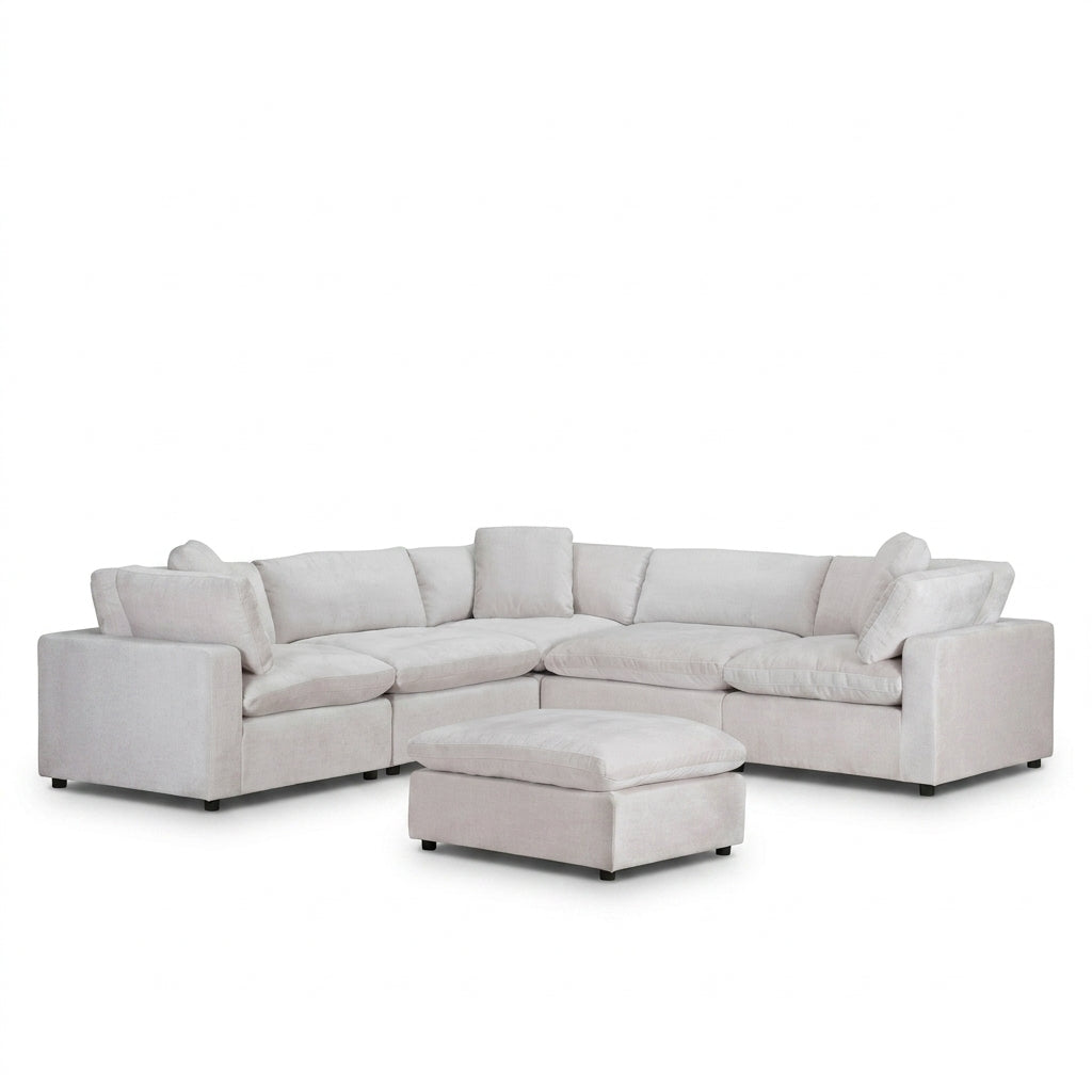 Sanctuary 6 Piece Modular Linen Sofa with Ottoman