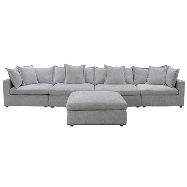 Santa Monica Modular Corner Fabric Sofa + Ottoman - Silver