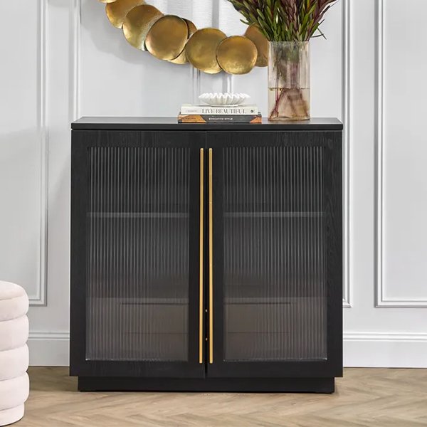 Santiago Oak Bar Cabinet - Black