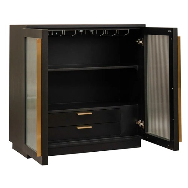 Santiago Oak Bar Cabinet - Black