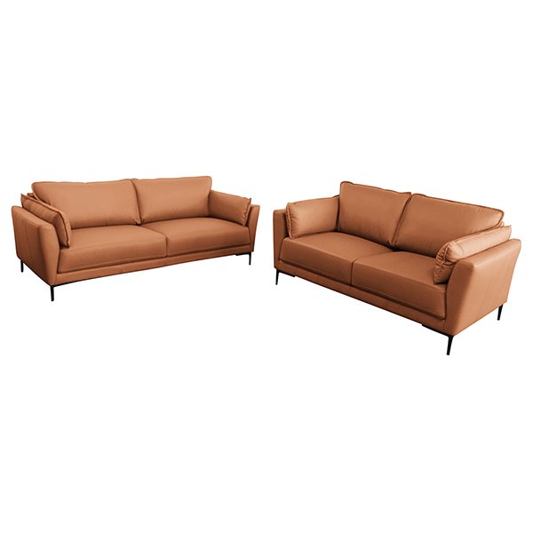 Sapori 5 Seater Leather Sofa Set - Orange