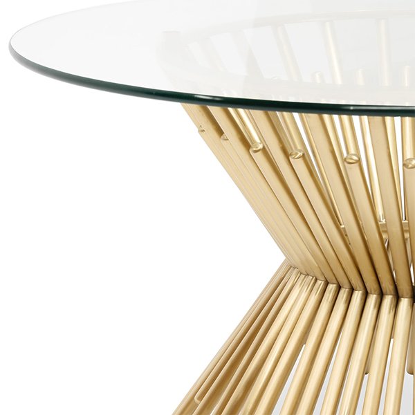 Sassy 90cm Round Glass Coffee Table - Brushed Gold Base