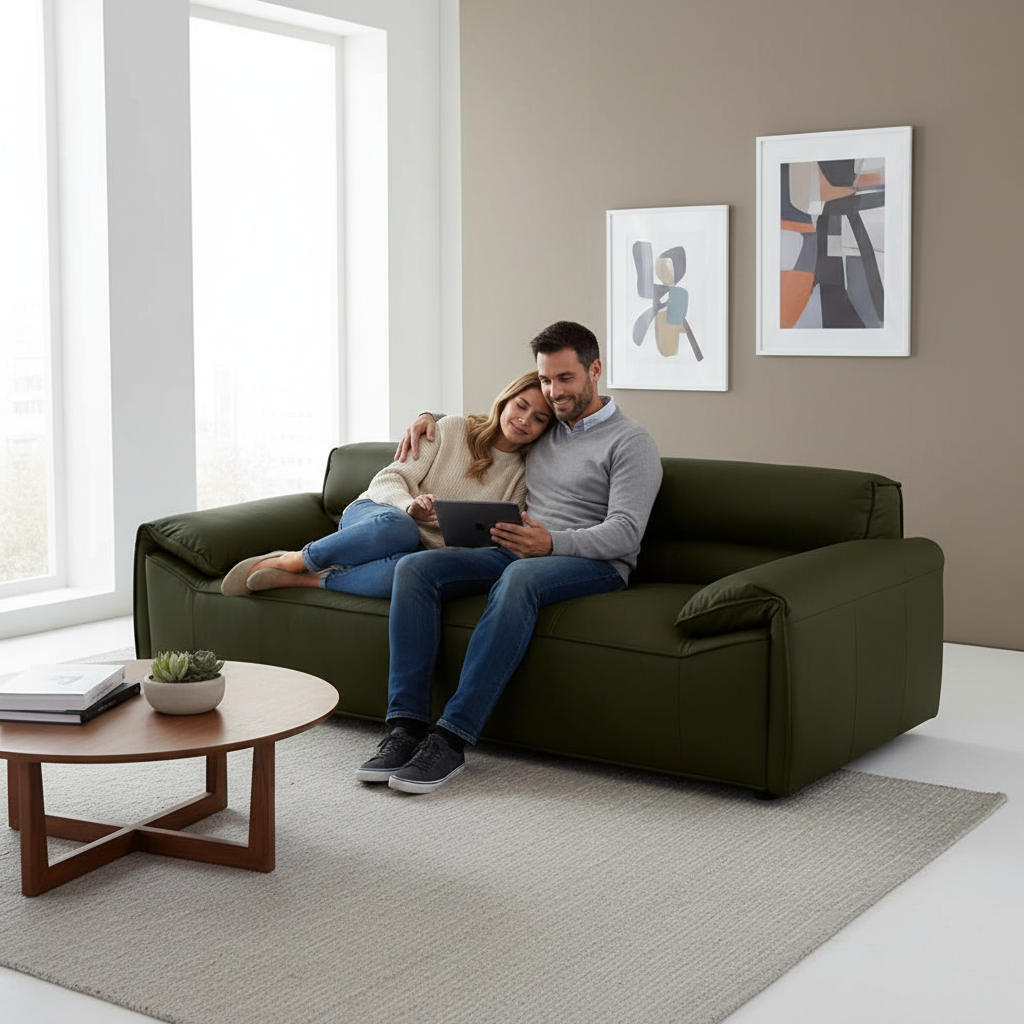 Senna 2 Seater Sofa - Olive Full Leather