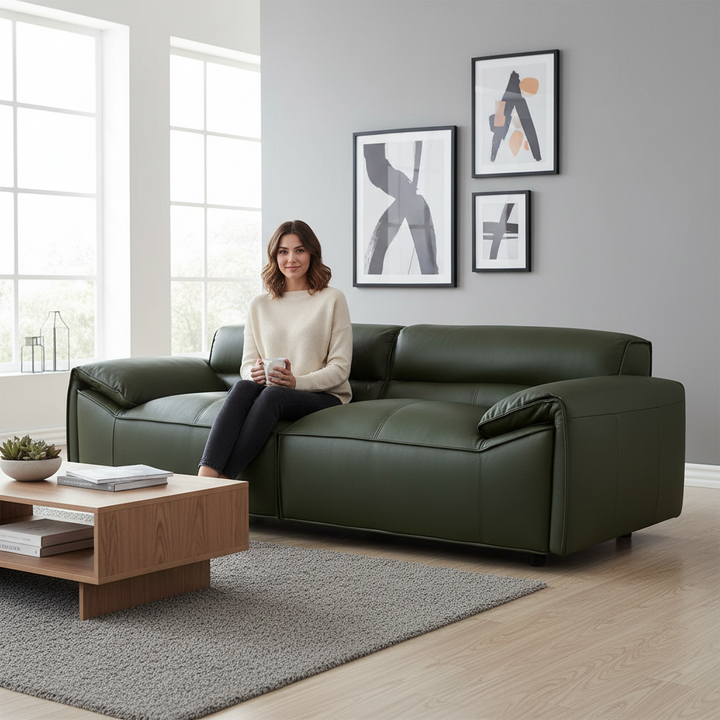 Senna 3 Seater Sofa - Olive Full Leather