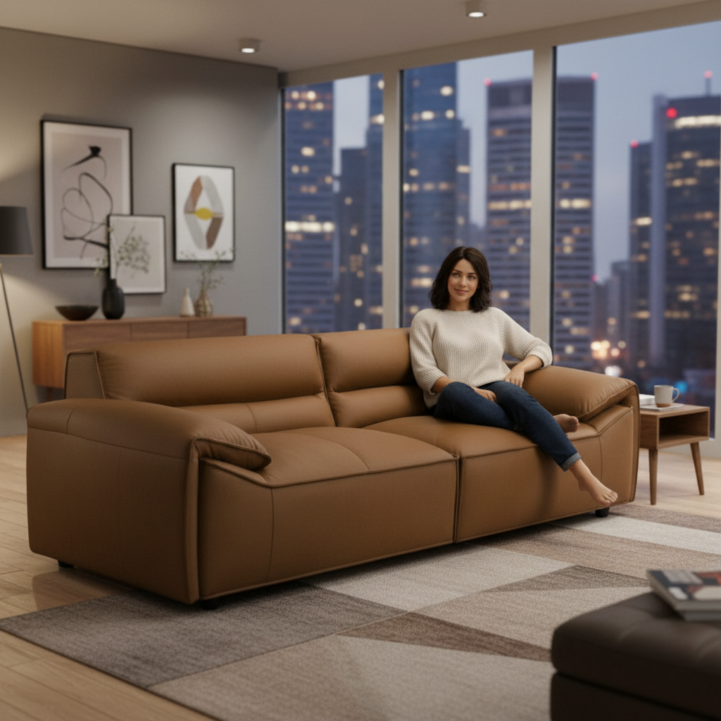 Senna 3 Seater Sofa - Tan Full Leather