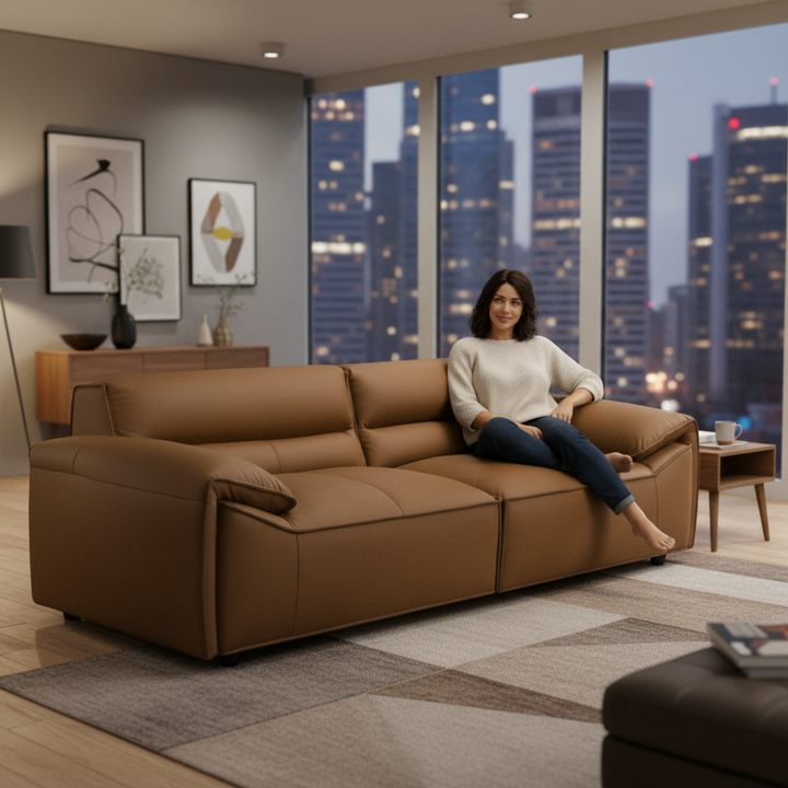 Senna 3 Seater Sofa - Tan Full Leather