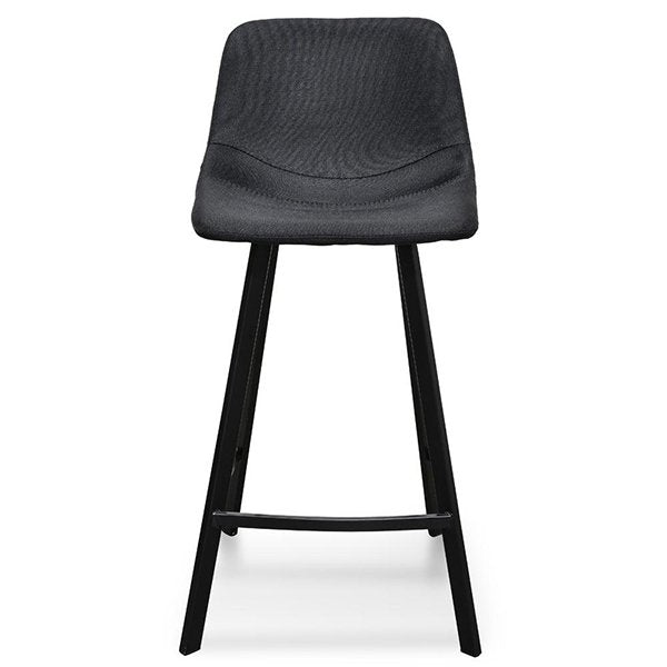 Set Of 2 - Duke 65cm Fabric Bar Stool - Black