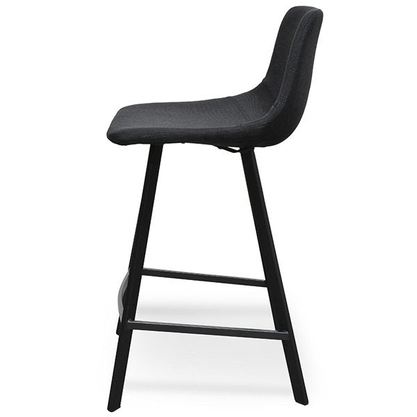 Set Of 2 - Duke 65cm Fabric Bar Stool - Black