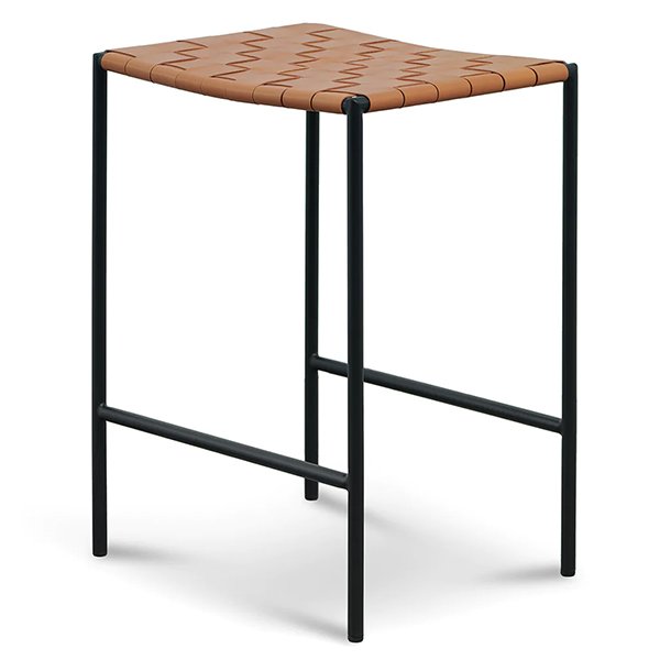 Set of 2 - Anika Black Frame Bar stool - Tan