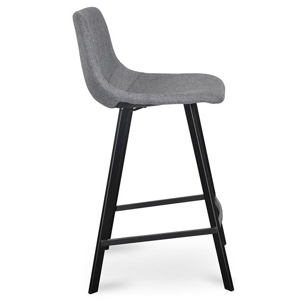 Set of 2 - Duke 65cm Fabric Bar Stool - Dark Grey