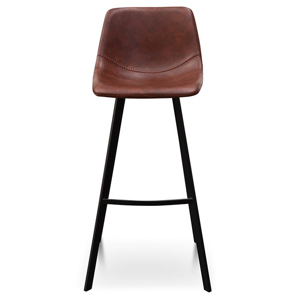 Set of 2 - Duke 80cm Bar Stool - Cinnamon Brown PU Leather