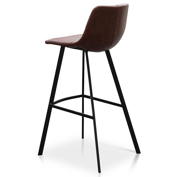 Set of 2 - Duke 80cm Bar Stool - Cinnamon Brown PU Leather