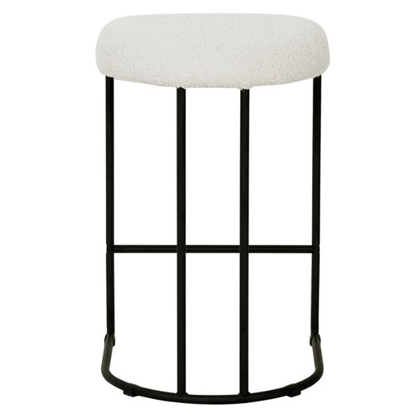 Set of 2 - Galvan 65cm Bar Stool - Ivory White Boucle