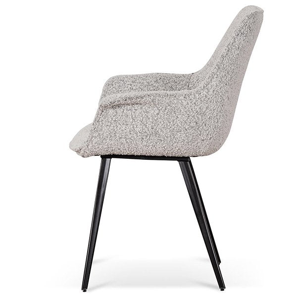 Set of 2 - Nola Fabric Dining Chair - Charcoal Boucle