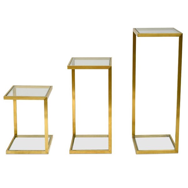 Set of 3 Luke Glass Side Table - Gold Base