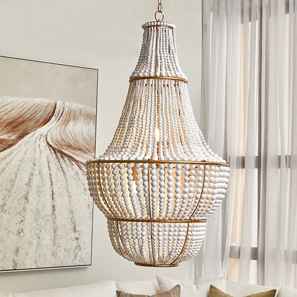 Sierra Beaded Chandelier - Gold & White