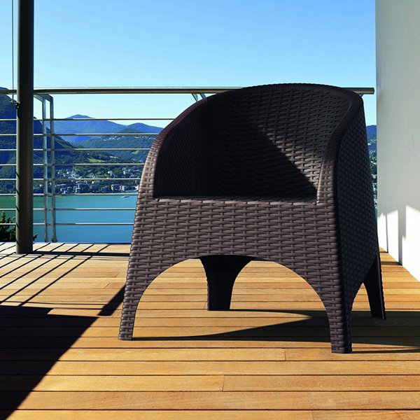 Siesta Aruba Commercial Grade Resin Wicker Indoor Outdoor Armchair - Chocolate