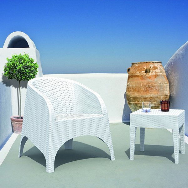 Siesta Aruba Commercial Grade Resin Wicker Indoor Outdoor Armchair - White