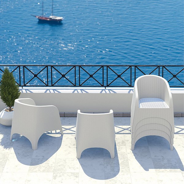 Siesta Aruba Commercial Grade Resin Wicker Indoor Outdoor Armchair - White