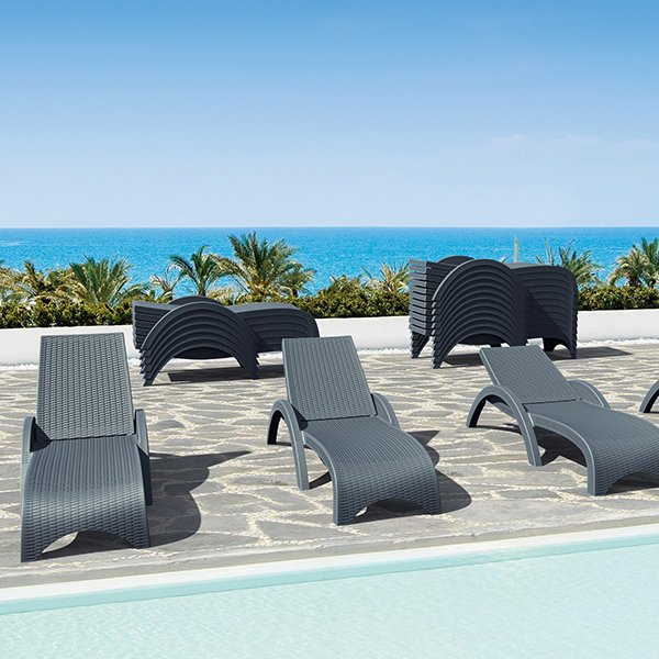 Siesta Fiji Commercial Grade Resin Wicker Sun Lounger - Anthracite