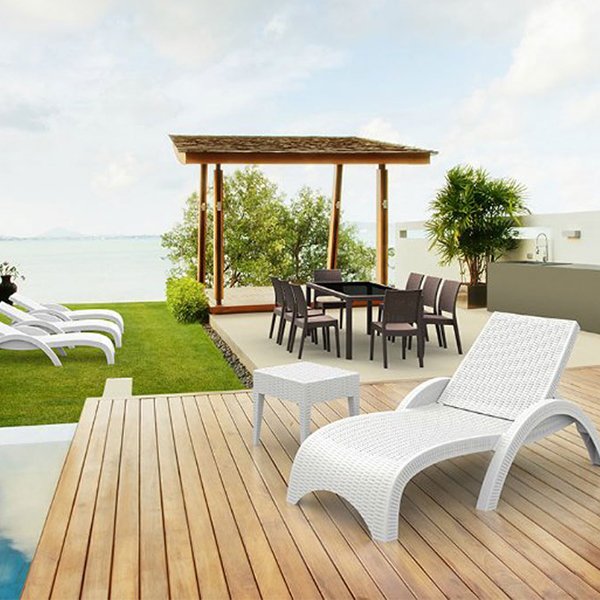 Siesta Resin Rattan Sun Lounger 3 Piece Package with Miami Side Table