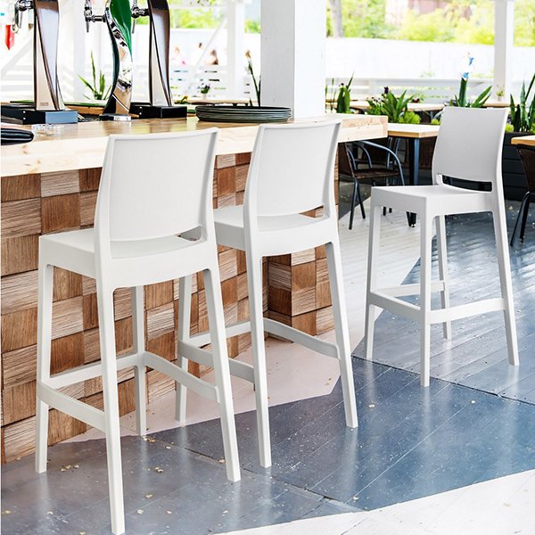 Siesta Maya 65 Commercial Grade Outdoor Bar Stool - White