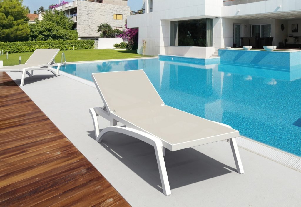 Siesta Pacific Commercial Grade Sun Lounger - Taupe + White