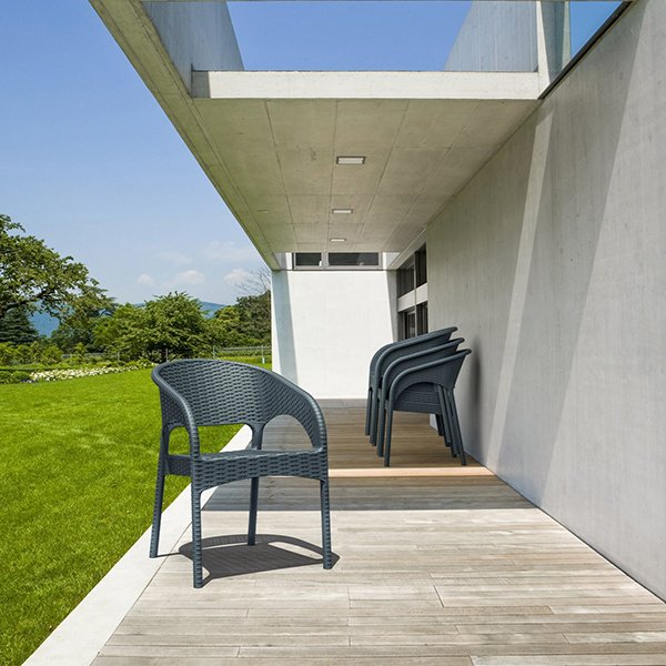 Siesta Panama Commercial Grade Resin Wicker Indoor Outdoor Dining Armchair - Anthracite