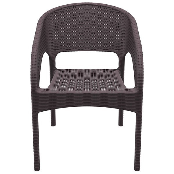 Siesta Panama Commercial Grade Resin Wicker Indoor Outdoor Dining Armchair - Chocolate