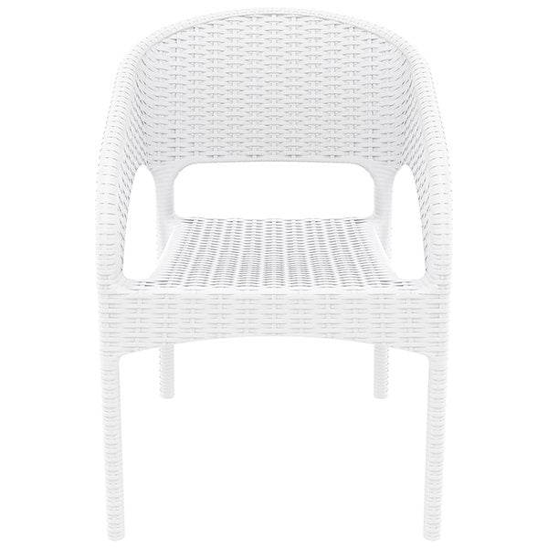 Siesta Panama Commercial Grade Resin Wicker Indoor Outdoor Dining Armchair - White