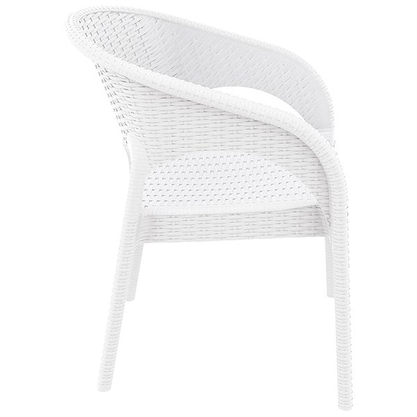 Siesta Panama Commercial Grade Resin Wicker Indoor Outdoor Dining Armchair - White